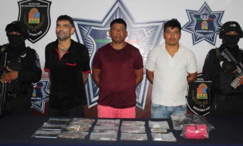 Tres arrestados con gran cantidad de drogas y municiones en Cancún