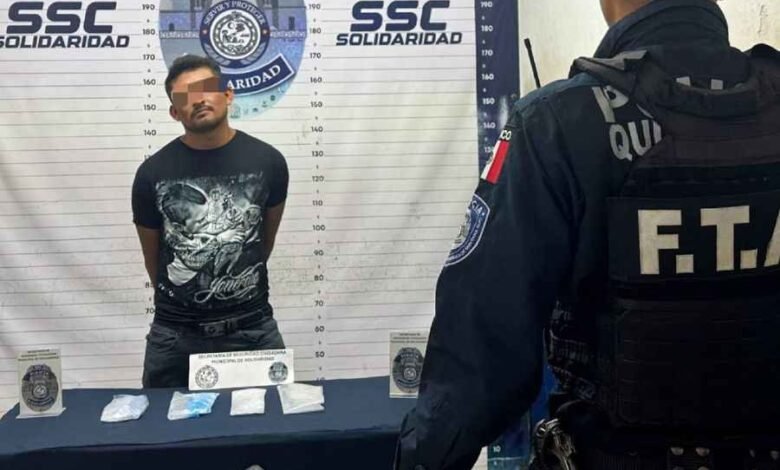 Aseguran en Playa del Carmen a sujeto con presuntos narcóticos